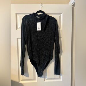 NWT Long Tall Sally XL Black/silver bodysuit